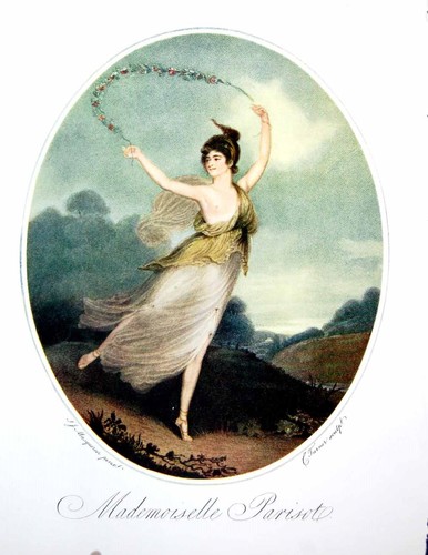Old antique print - old, mademoiselle